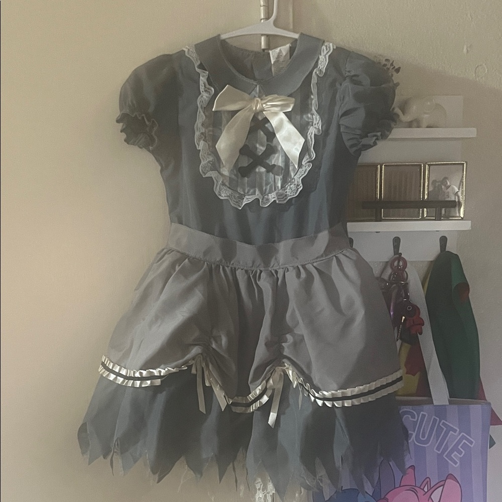 Adorable Gray Zombie Kids Costume with Bow